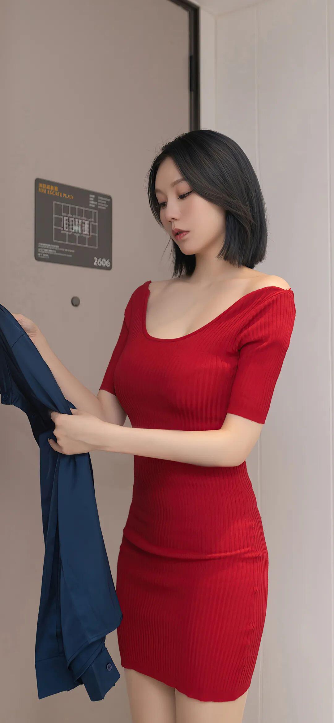 少妇性感的红色包臀裙[26P]